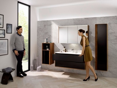 Шкаф пенал Vitra Metropole 40 L 58208 подвесной Сливовое дерево Черный