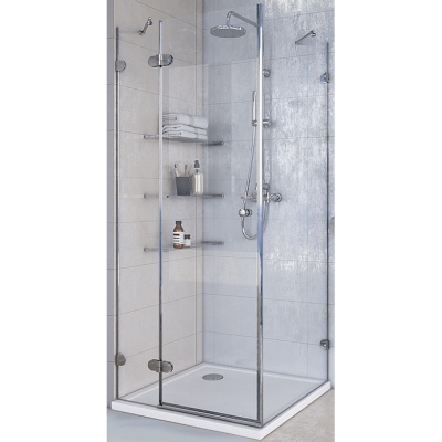Душевой уголок Акватон Lax Sqr 80x80 L профиль Хром стекло прозрачное