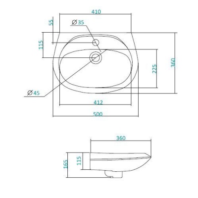 Раковина Santek Бриз 50 Подвесная