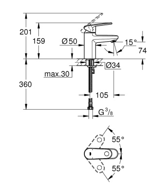 Смеситель для раковины Grohe Europlus 33163002 Хром