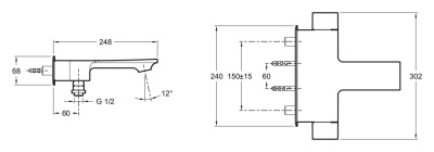 Смеситель для ванны Jacob Delafon Stance E9100-CP Хром