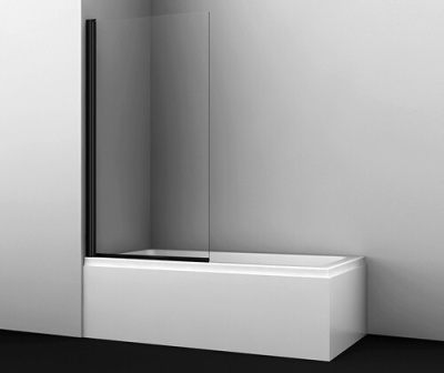 Шторка на ванну WasserKRAFT Berkel 80x140 48P01-80B профиль Черный стекло прозрачное