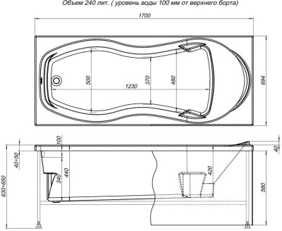 Акриловая ванна Aquanet Tessa 170x70 с гидромассажем