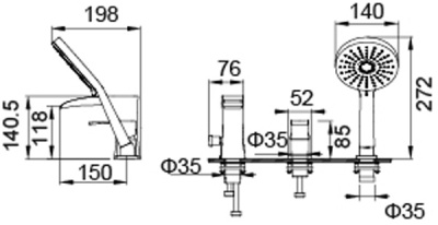 Смеситель на борт ванны Timo Helmi 4210/00Y Хром