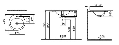 Раковина Vitra S20 5467B003-0001 Белый