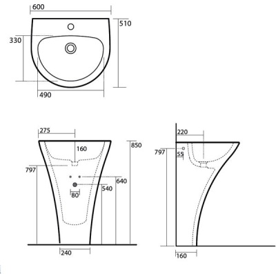 Раковина Kerasan Aquatech 3741 600 мм