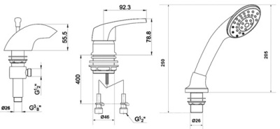 Смеситель на борт ванны Timo Standart Tugela 3020F Хром