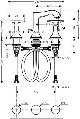 Смеситель для раковины Hansgrohe Metropol Classic 31306000 Хром