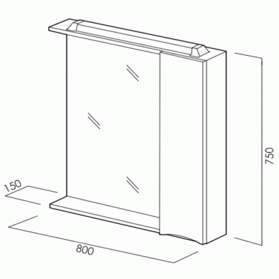 Зеркало со шкафом BelBagno MARINO-SPC-800/750-1A-BL-P-R 80 с подсветкой Bianco Lucido