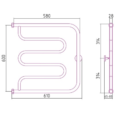 Водяной полотенцесушитель Сунержа Лира 600х600 Хром