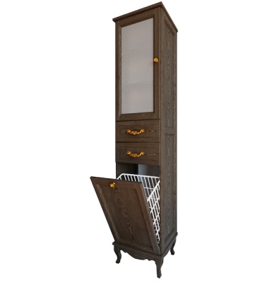 Шкаф пенал ValenHouse Эллина 40 E40_ККLКЗ с бельевой корзиной L Кальяри ручки Золото