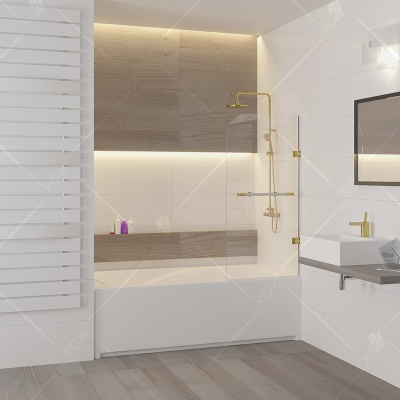 Шторка на ванну RGW Screens SC-10 80x150 ручка Белый Золото стекло прозрачное Шторка на ванну RGW Screens SC-10 80x150 ручка Белый Золото стекло прозрачное