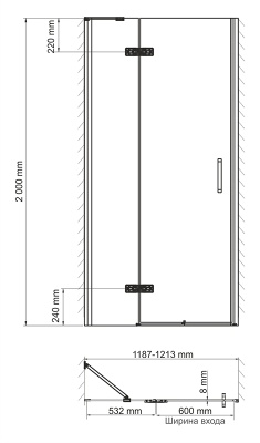 Душевая дверь в нишу WasserKRAFT Aller 10H 120x200 Белый Хром
