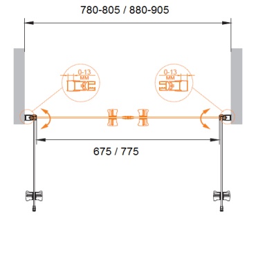 Душевая дверь в нишу Cezares ECO-O-B-2-90-C-Cr профиль Хром стекло прозрачное