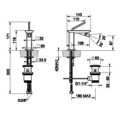 Смеситель для биде Gessi Ispa 41407.031 Хром