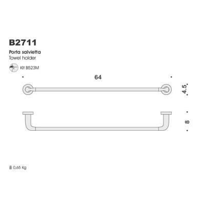 Полотенцедержатель Colombo Design Basic B2711 Хром