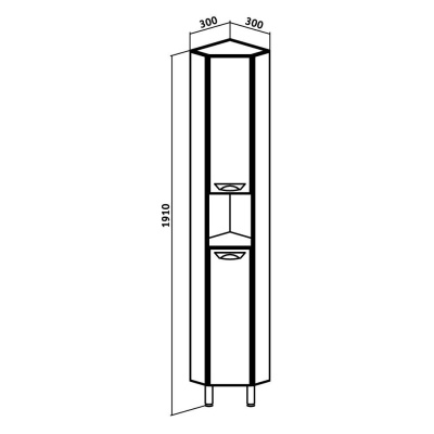 Пенал Runo Универсал 30 угловой Белый