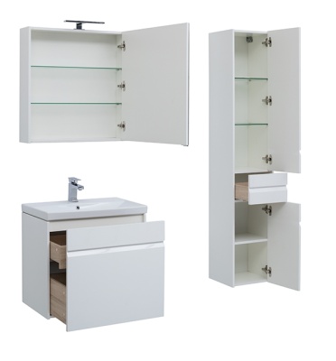 Тумба под раковину Aquanet Палермо 70 203938 подвесная Белый глянец