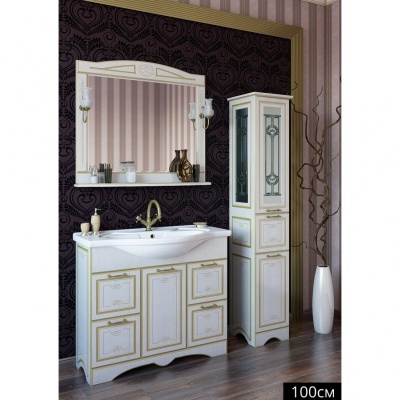 Зеркало Sanflor Адель 100 Н0000000668 Белое с патиной Золото