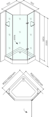 Душевой уголок SSWW W0702 100х100 профиль Хром стекло прозрачное