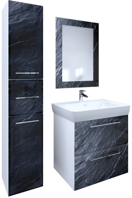 Шкаф пенал Marka One Visbaden 30П L Black stone