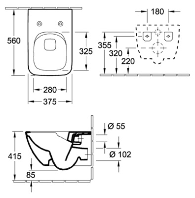 Унитаз Villeroy&Boch Venticello 4611R0 подвесной Белый альпин без сиденья