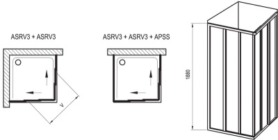 Душевой уголок Ravak Supernova ASRV3-80 S 15V40U02Z1 профиль Сатин стекло Transparent