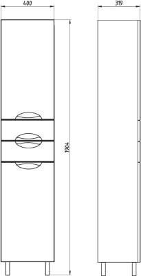 Шкаф-пенал АСБ-мебель Мессина 40 9625 R Белый