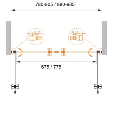 Душевая дверь в нишу Cezares ECO-O-B-2-90-C-Cr профиль Хром стекло прозрачное