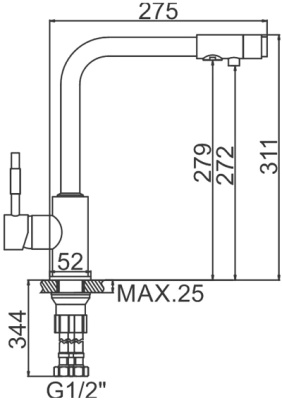 Смеситель для кухни Zerix LR4155-3 ZX4445 Хром