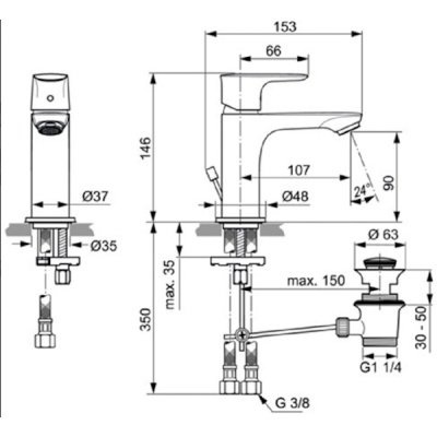 Смеситель для раковины Ideal Standard Connect Air A7007AA Хром