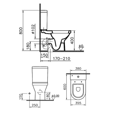 Унитаз компакт Vitra S 50 9798B003-7201 с бачком и сиденьем Микролифт