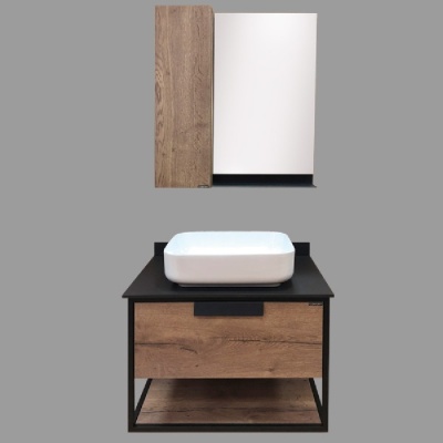 Зеркало со шкафом Comforty Кельн 75 4149061 Дуб темный