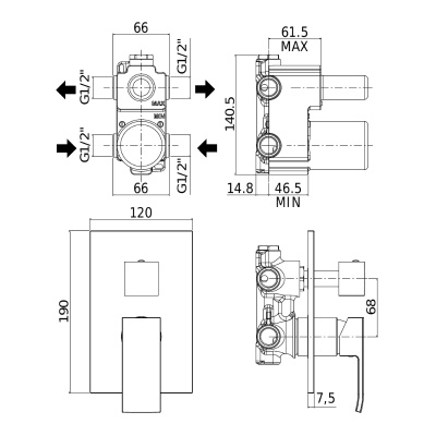 Смеситель для душа Paffoni Elle EL018NO/M Черный матовый