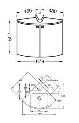 Тумба под раковину Jacob Delafon Odeon Up 68 EB864-G1C угловая Белая глянцевая