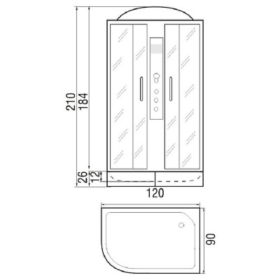 Душевая кабина River Dunay 120x90x46 ТН L 10000003134+10000001763 с поддоном