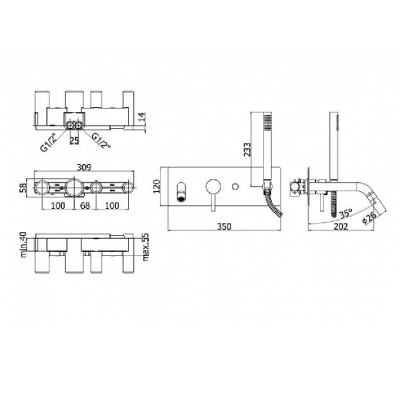 Смеситель для ванны Paffoni Light LIG001CR Хром
