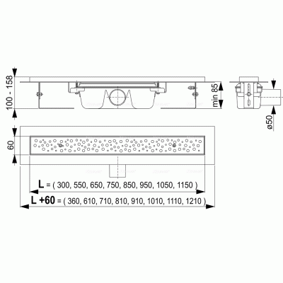 Душевой лоток Alcaplast Antivandal APZ11-850 с решеткой Хром
