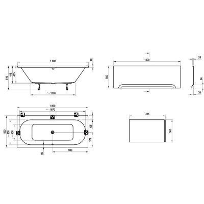 Акриловая ванна Ravak City 180x80 без гидромассажа