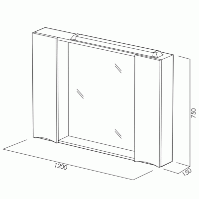 Зеркало со шкафом BelBagno MARINO-SPC-1200/750-2A-BL-P 120 с подсветкой Bianco Lucido