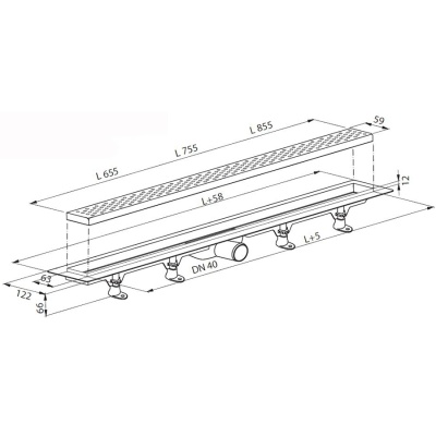 Душевой лоток PlastBrno SZE2850 с решеткой