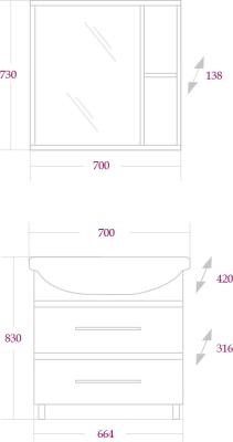 Тумба под раковину Onika Дельта 70 Клен