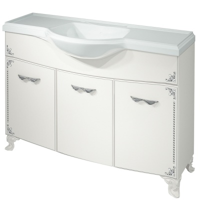 Тумба под раковину Какса-А Классик-Д 120 004118 Белая Серебро