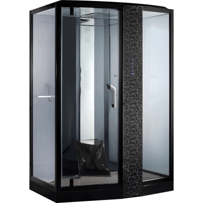 Душевая кабина Orans SR-89102S R black 150x100 с баней профиль Черный задние стенки Черные