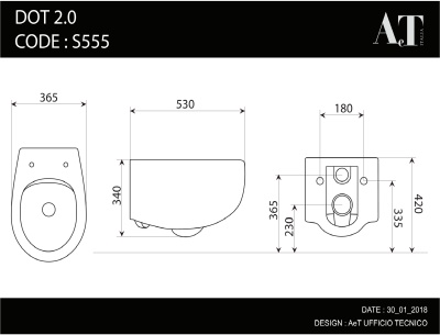 Унитаз AeT Dot 2.0 S555T0R0V6100 подвесной Белый без сиденья