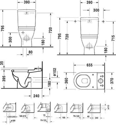 Унитаз компакт Duravit Starck 3 01280900001 без бачка и сиденья