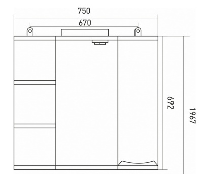 Зеркало со шкафом Mixline Этьен 75 R 529941 с подсветкой Белое