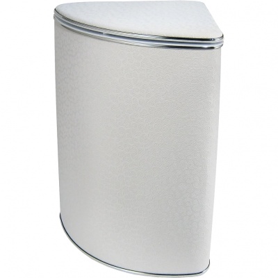 Корзина для белья Cameya Цветы Y-FWH-B большая угловая Белая, кант хром