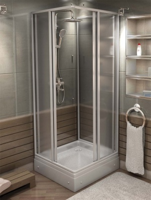 Душевой уголок Bas Аполло 90x90 профиль Белый стекло Грейп