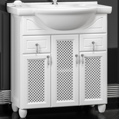 Тумба под раковину Opadiris Тибет 70 Z0000012645 с решеткой Белая матовая ручки Хром